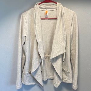 Lucy Gray Knit Draped Open Cardigan